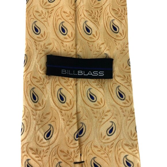 Bill Blass 100% Silk Mens Tie Necktie Multicolor Paisley Tan Blue Vintage - Picture 3 of 7